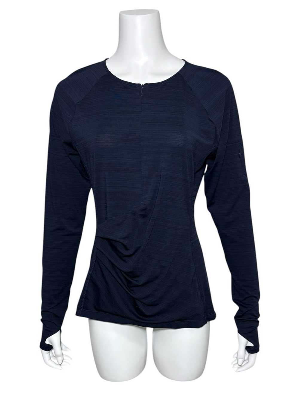 Athleta Navy Long-Sleeve Ruched Active Tee